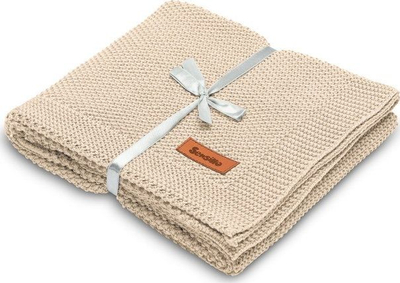 Batanije pambuku për bebe Sensillo Knitted, 100x80 cm, e thurme, bezhë