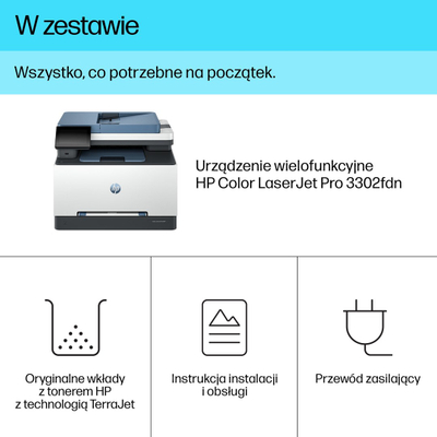 Мултифункционален печатач HP Color LaserJet Pro MFP 3302fdn, ласерски во боја, ADF, бел