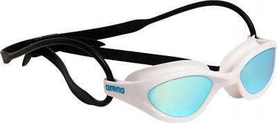 Syze noti Arena 365 Goggles Mirror, lente të pasqyruara, rrip i dyfishtë, të bardha blu e zeza