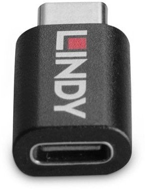 Адаптер USB Линди USB 3.2 Тип C во Тип C, Блокатор на податоци, 100W, бел