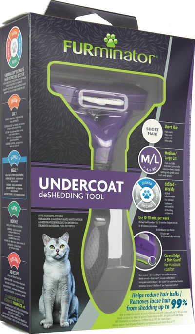 FURminator Алатка за Отстранување на Поддлака за Краткодлаки Мачки, Medium/Large