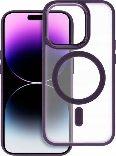 Силиконска MagSafe маска за iPhone 16 Pro Max, мат, проѕирна, виолетова
