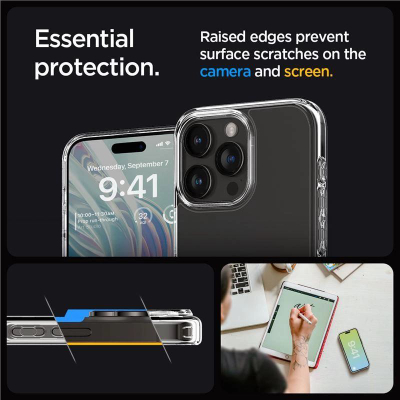 Kopertinë telefoni Spigen Crystal Hybrid për iPhone 15 Pro Max, transparente