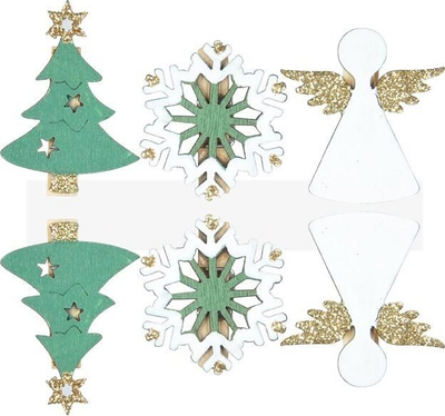 Kllipsa dekorative druri MFP Wooden Clip BN Angels, me motive festash, 48 x 30 mm, shumëngjyrëshe