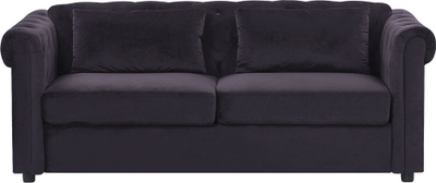 Кревет-диван Beliani Chesterfield од кадифе, 3 седишта, кадифе, црн
