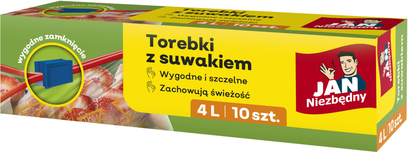 Qese me zip Jan Niezbędny, 4L, set 10 copë, transparente