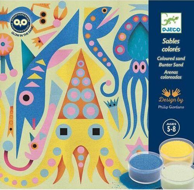 Set kreativ me rërë Djeco Sea Lights, që shkëlqen në errësirë, 5 8 vjeç, shumëngjyrësh