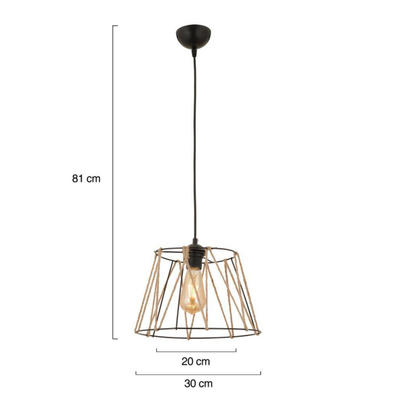 Llambë tavani metal + litar Ø30×81 cm (HM7566.01)