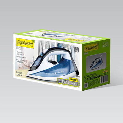 Hekur me avull Maestro MR-306C, 2200W, tabaka qeramike, i bardhë blu
