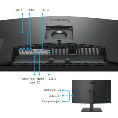 Monitor BenQ, 27", 4K Ultra HD, 99% sRGB, USB-C, i zi