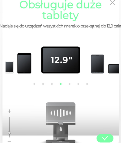 Stendë tableti Icy Box IB-TH200-R, alumini, rrotullim 360°, ngjyrë argjendtë