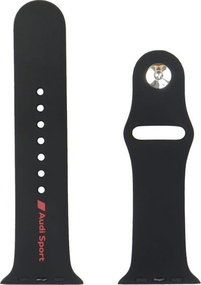 Rrip ore Audi Sport Red Logo, silikoni, për Apple Watch 44 45 46 49mm, i zi
