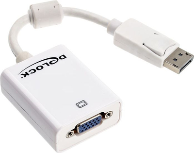 Përshtatës Delock DisplayPort - D-Sub (VGA) AV (61766), i bardhë