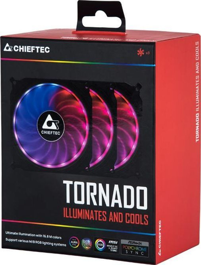 Ventilator Chieftec Tornado 3-pack + Hub, i zi