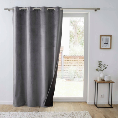 Perde termike Douceur d'intérieur, dy shtresa fleece, 140x260 cm, gri