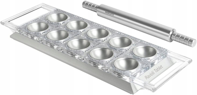 Forma për ravioli Marcato Atlas Tablet, 10 copa, alumin i anodizum, ngjyrë argjendtë