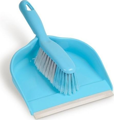Set furçe me lopatë pluhuri Spontex, me skaj gome, plastik, blu
