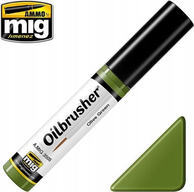 Маслена боја за моделизам Ammo by Mig Oilbrusher Olive Green, 10 ml, маслинесто зелена