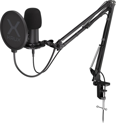 Mikrofon kondensator Krux Edis 3000 KRXC010, me krah, RGB, i zi