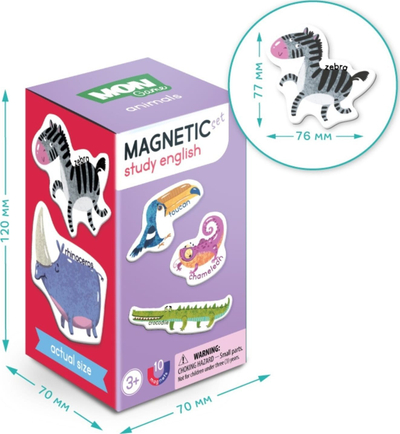 Set magnetik Dodo Animals, 10 pjesë, shumëngjyrësh