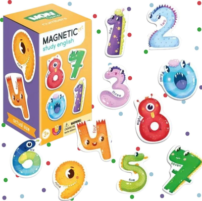 Numra magnetikë Dodo, 10 copë, shumëngjyrësh