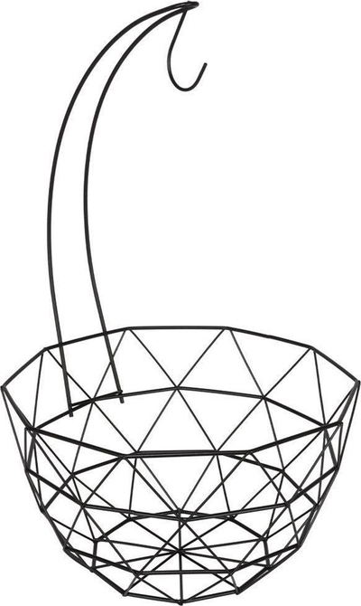 Shportë frutash metalike industriale, 27cm, metal i zi