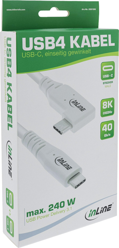 Kabllo USB InLine USB4 USB C, PD 240W, 8K 60Hz, 0.5m, e bardhë