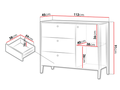 Komodë  dhe 3 sirtarë SNUGLY SU-03, bezhë