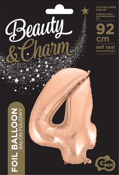 Balon folie GoDan numri 4, 92 cm, rozë gold