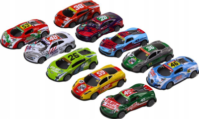 Set makina lodër Leantoys Sports Die cast Cars, 1:64, 10 copë, shumëngjyrëshe