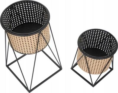 Set mbajtëse vazo Osaka, metal, Ø21x40 cm dhe Ø19x22 cm, krem dhe e zezë