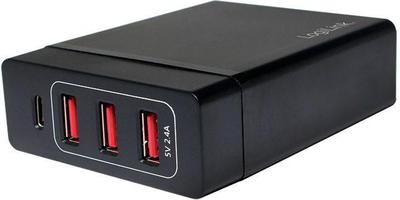 Karikues muri LogiLink PA0122, 4x USB A 1x USB C, 2.4A, i bardhë