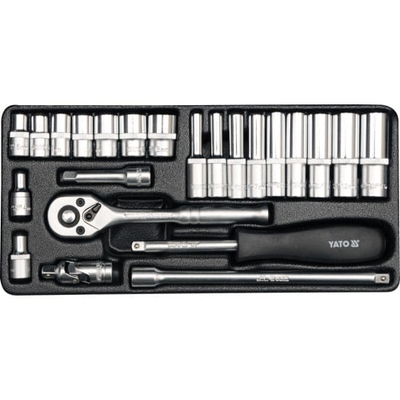 Set çelësash gotë Yato YT-14421, 23 copë, 1/4", në kuti metalike