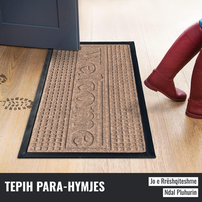 Tepih parahyrjes Nagavci Home Welcome, antirrëshqitës, 45x75 cm, i kaftë/zi