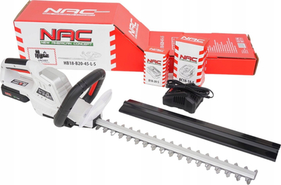 Gërshërë pa kabllo për gardh NAC HB18-B20-45-LS, 18V Li-Ion, teh 45cm, e kuqe