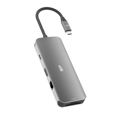 Докинг станица SPU3C08DOCSR300G, USB-C, 100W, 8 порти, сребрена