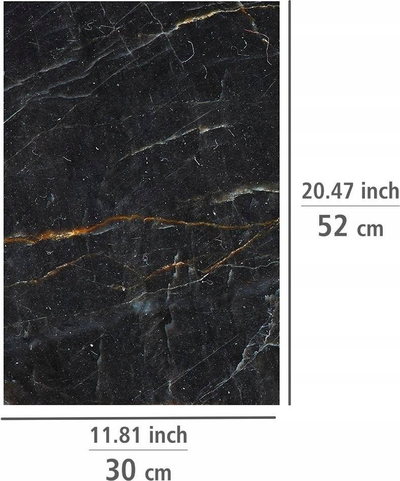 Mbulesa sobe Wenko Marble Black, set me 2 copë, xham i fortë, 30x52 cm, e zezë