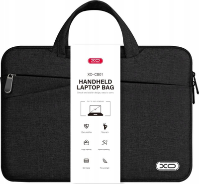 Çantë laptopi XO CB01, 14", dorezë mbajtjeje, e zezë