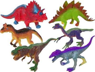 Set figurina dinosaurosh, 6 copë, shumëngjyrëshe
