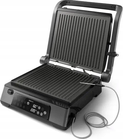 Grill kontakti Philips 7000 Series HD6307/70, komandë digjitale, pllaka që s’ngjisin, i zi