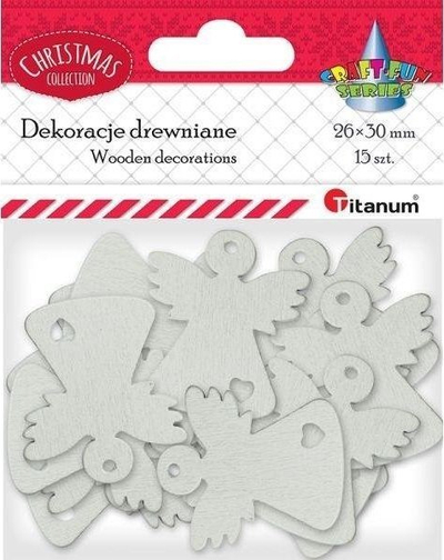 Set dekorativ Titanum Wooden Openwork Angels, 15 copë, dru, të bardhë