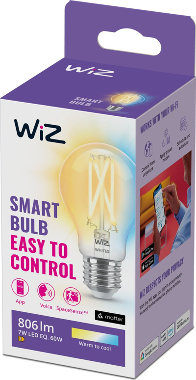 Llambë e zgjuar Philips WiZ LED 7W, me dulie E27, dritë e ngrohtë edhe e ftohtë e bardhë