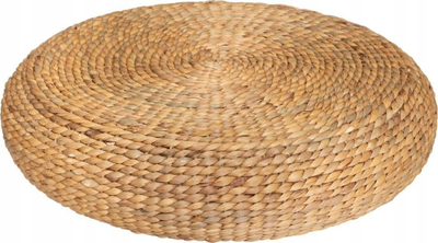 Pouf Atmosphera Wond Natural Weave, diametër 55cm, thurje natyrale, ngjyrë natyrale e çelët