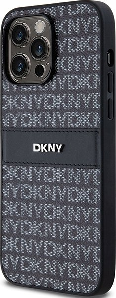 Mbulesë telefoni DKNY PU Leather Repeat Pattern Tonal Stripe, për iPhone 14 Pro, e zezë
