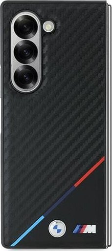 Këllëf telefoni BMW Carbon Tricolour MagSafe për Samsung Galaxy Z Fold6, material karboni, mbrojtje e fortë, i zi