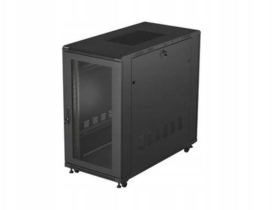 Kabinet rack 19" Lanberg FF01, free standing 22U, 600x1200, derë rrjete, i zi