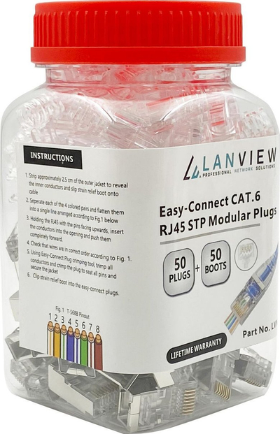 Prizë rrjeti Lanview RJ45 STP Cat6, AWG23-24, pako 50 copë, transparente
