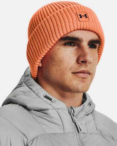 Kapelë dimërore Under Armour Halftime Ribbed Beanie, akrilik, për meshkuj, portokalli