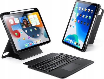 Këllëf tastiere Bluetooth me touchpad për iPad 11\", që shkon me iPad Pro 2024 edhe iPad Air 7/6/5, ngjyrë e zezë