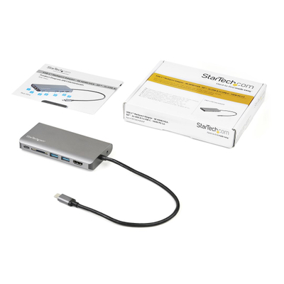 Përshtatës shumëportësh Startech, USB-C, HDMI/VGA, 100W, gri